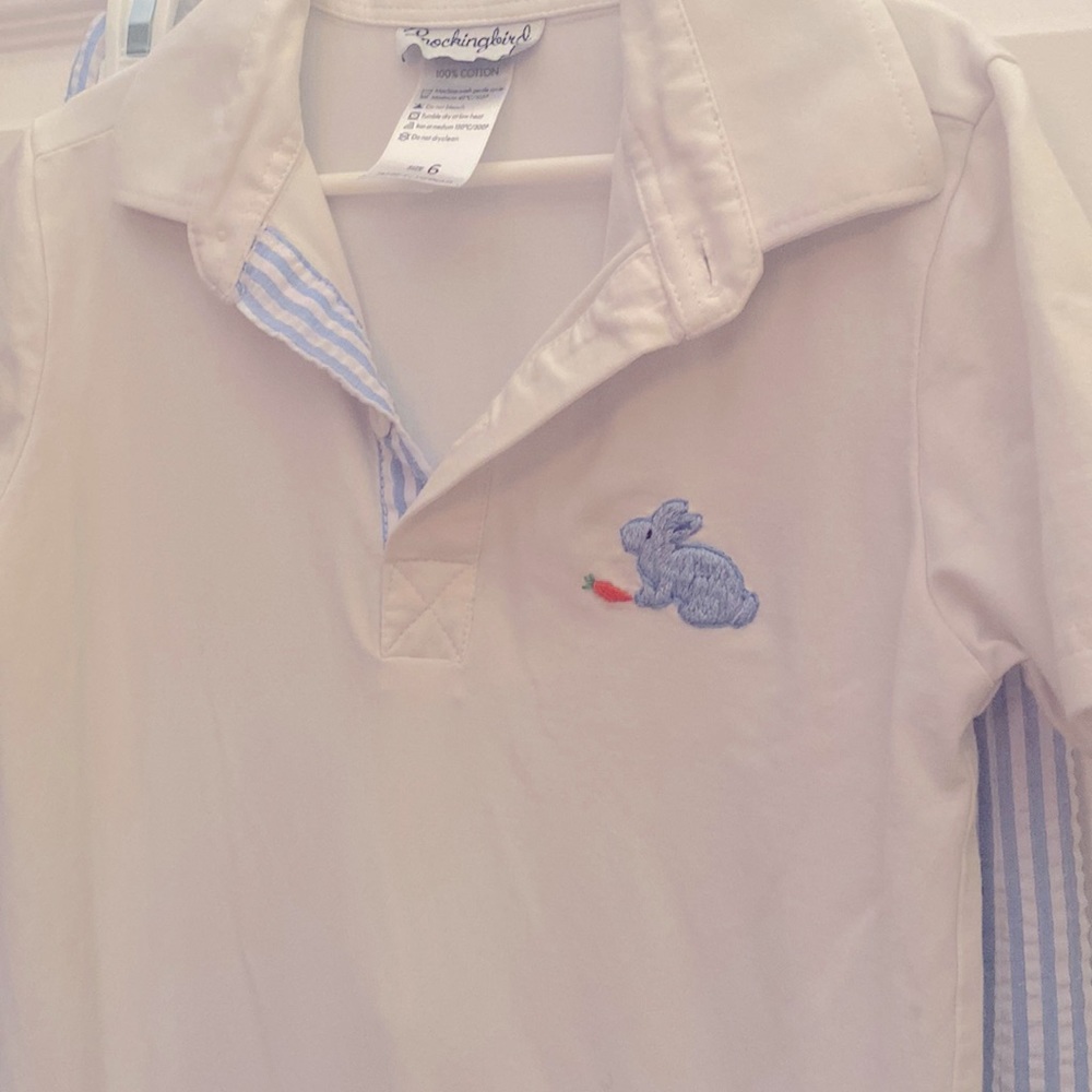 Smockingbird Easter Outfit. Boys Seersucker Pants and Polo Set.